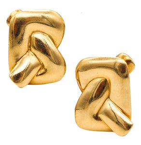 -Tiffany Co. Trompe L'Oeil Knots Clips Earrings In Solid 18Kt Yellow Gold