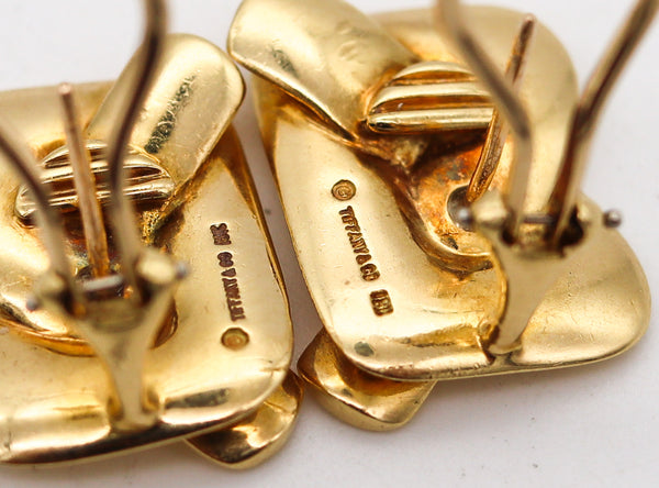 -Tiffany Co. Trompe L'Oeil Knots Clips Earrings In Solid 18Kt Yellow Gold