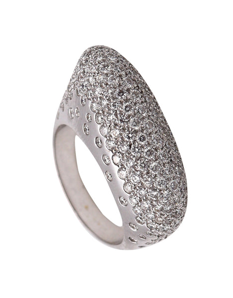 Fred Of Paris Sculptural Lozenge Cocktail Ring In 18Kt White Gold With 2.94 Cts In Diamonds