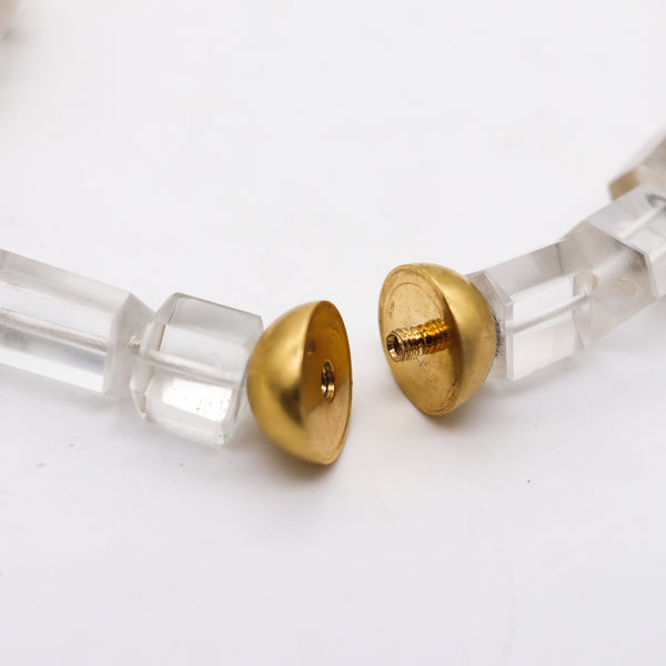 -German Modernist Necklace In 18Kt Yellow Gold With Aquamarine And Rock Quartz