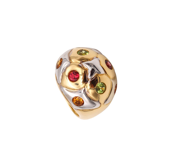 Bvlgari Roma Bombe Cocktail Ring In Two Tones Of 18Kt Gold With 1.80 Ctw In Gemstones