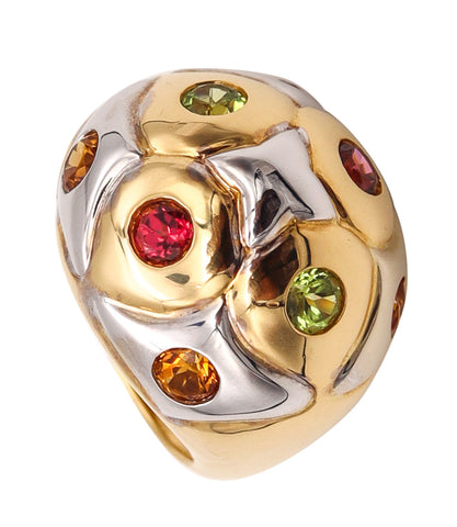 Bvlgari Roma Bombe Cocktail Ring In Two Tones Of 18Kt Gold With 1.80 Ctw In Gemstones