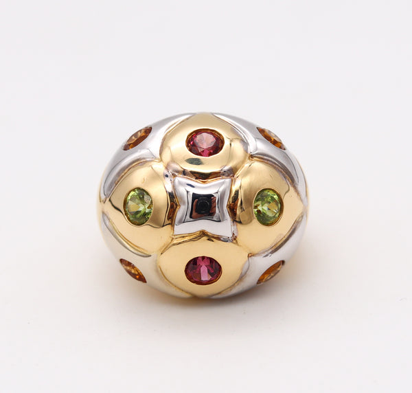 Bvlgari Roma Bombe Cocktail Ring In Two Tones Of 18Kt Gold With 1.80 Ctw In Gemstones
