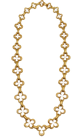 -Wander France 1960 Mid Century Graduated Alhambra Necklace In 18Kt Yellow Gold