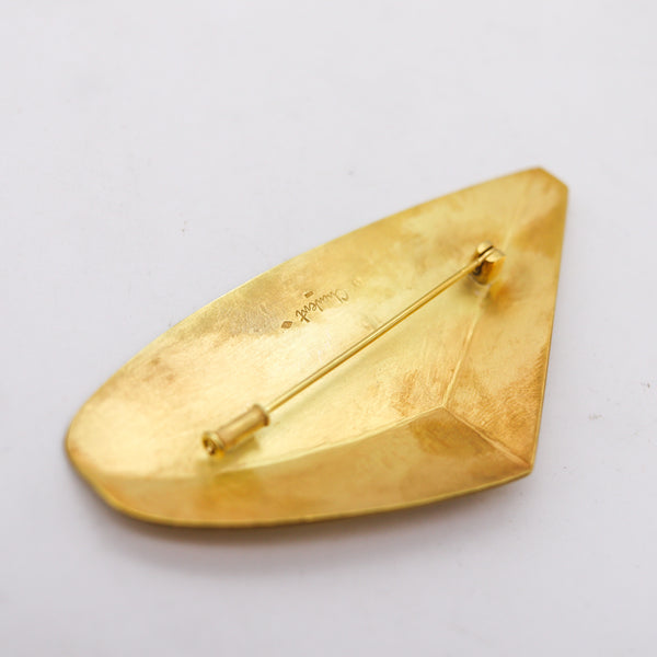 -Claude Chavent Paris Geometric Trompe L'Oeil Brooch In Sterling With 18Kt Gold Vermeil