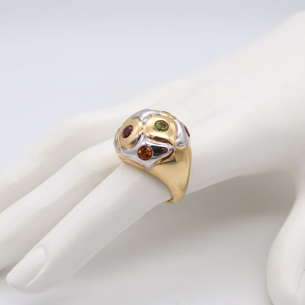 Bvlgari Roma Bombe Cocktail Ring In Two Tones Of 18Kt Gold With 1.80 Ctw In Gemstones