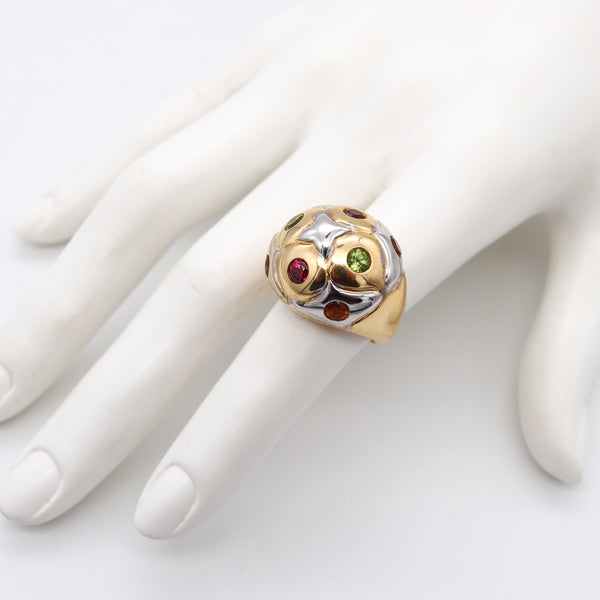 Bvlgari Roma Bombe Cocktail Ring In Two Tones Of 18Kt Gold With 1.80 Ctw In Gemstones