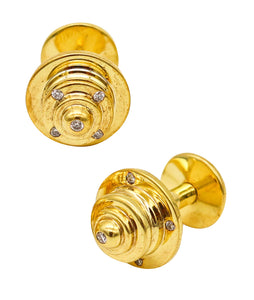 -Tiffany Co. 1987 Paloma Picasso Diamonds Cufflinks In 18Kt Yellow Gold Over Sterling