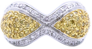 YELLOW & WHITE DIAMONDS 18 KT UNUSUAL RING
