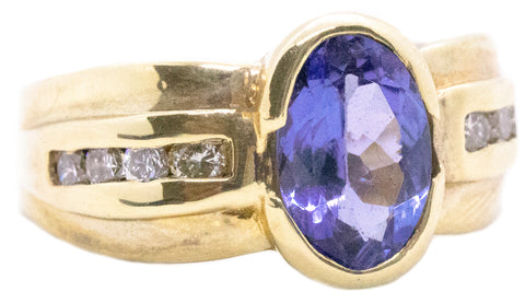 TANZANITE & DIAMONDS 14 KT GOLD RING