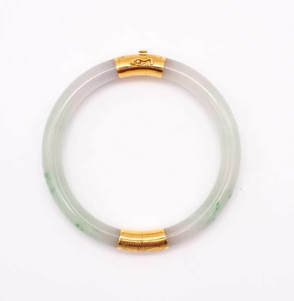 *Art Deco 1920 Vintage jadeite jade bangle with 18 kt yellow gold mountings