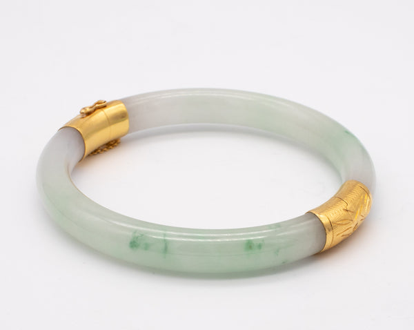 *Art Deco 1920 Vintage jadeite jade bangle with 18 kt yellow gold mountings