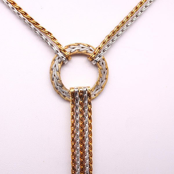 Buccellati Gianmaria Milano Drop Lariat Necklace In Solid White And Yellow 18Kt Gold