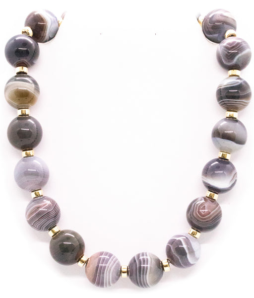 GRAY AGATE STATEMENT 14 KT NECKLACE