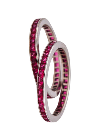 *Suite of Eternity Rings in 18 kt White Gold with 2.70 Cts in Red Rubies