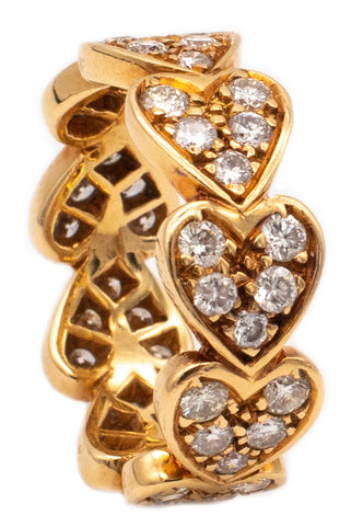 Cartier Paris Eternity Hearts Band In 18Kt Yellow Gold With 1.35 Cts In VVS Diamonds.