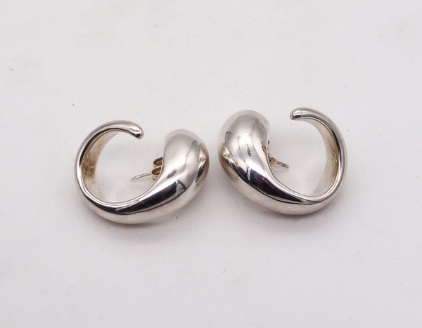 -Monica Coscioni Modernist Twisted Sculptural Earrings In Solid .925 Sterling Silver