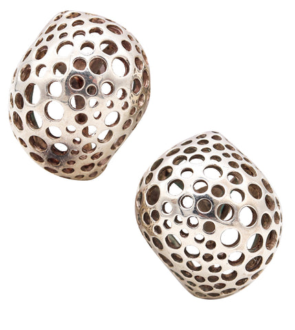 Angela Cummings Studios Perforations Free-Form Earrings In Solid .925 Sterling Silver