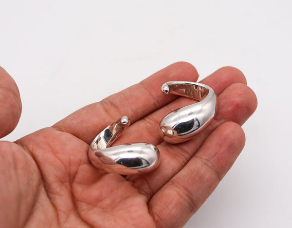 -Monica Coscioni Modernist Twisted Sculptural Earrings In Solid .925 Sterling Silver