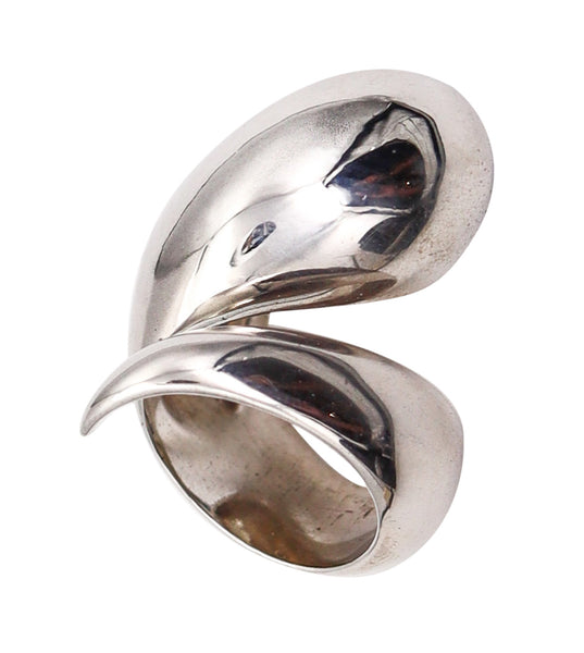-Monica Coscioni Modernist Twisted Sculptural Ring In Solid .925 Sterling Silver
