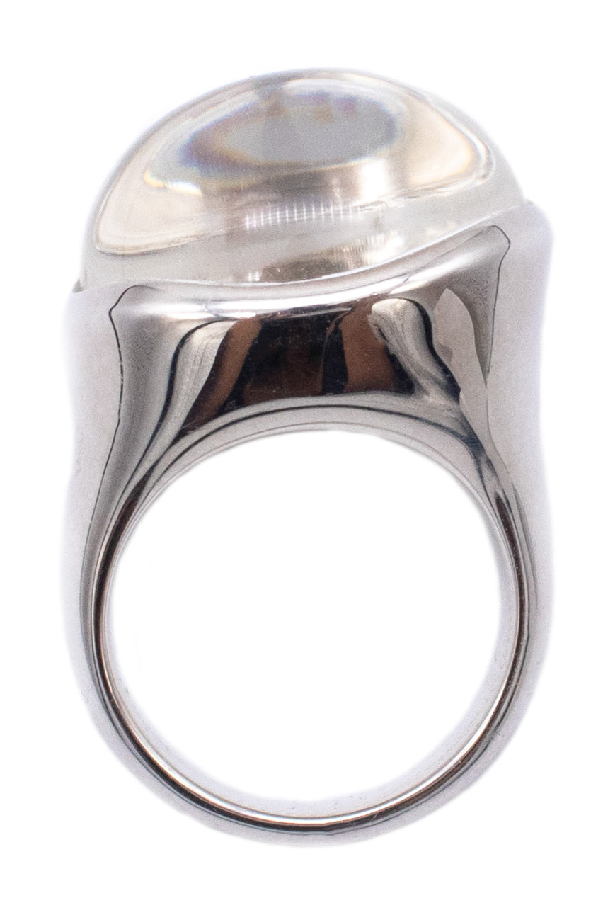 TIFFANY & CO. 1990 BY ELSA PERETTI RING IN STERLING SILVER WITH 25 Cts ROCK QUARTZ