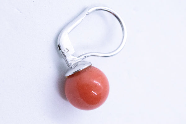 RED CORAL EARRINGS STUD WITH 18 KT FRENCH HOOK