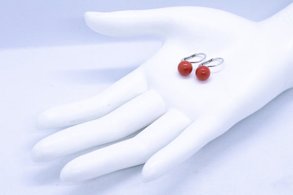 RED CORAL EARRINGS STUD WITH 18 KT FRENCH HOOK