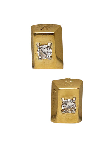 Cartier 1970 Vintage 1/8 Oz Ingots Earrings In 18Kt Yellow Gold With VVS Diamonds