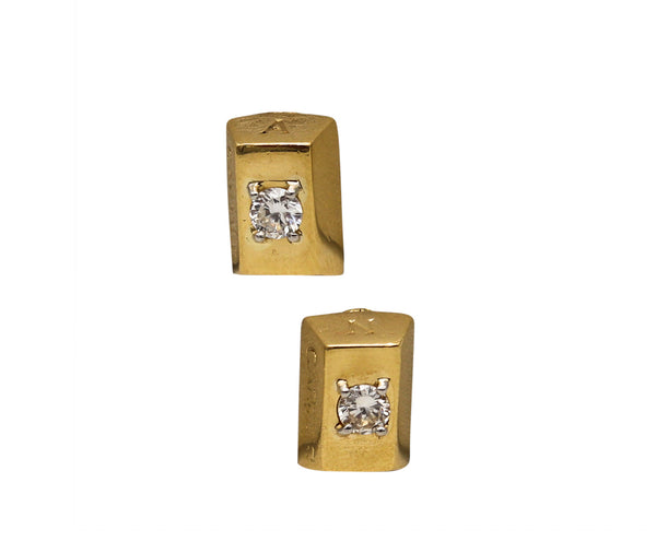 Cartier 1970 Vintage 1/8 Oz Ingots Earrings In 18Kt Yellow Gold With VVS Diamonds