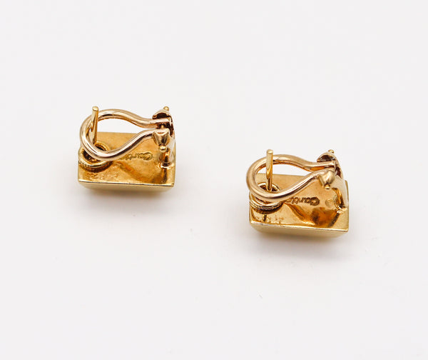 Cartier 1970 Vintage 1/8 Oz Ingots Earrings In 18Kt Yellow Gold With VVS Diamonds