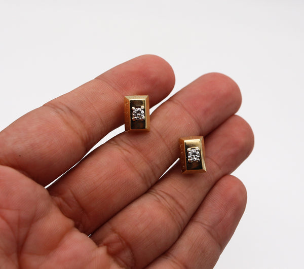Cartier 1970 Vintage 1/8 Oz Ingots Earrings In 18Kt Yellow Gold With VVS Diamonds