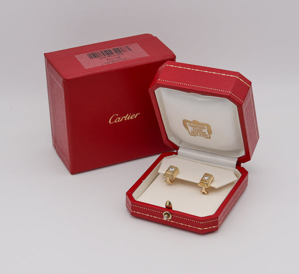 Cartier 1970 Vintage 1/8 Oz Ingots Earrings In 18Kt Yellow Gold With VVS Diamonds