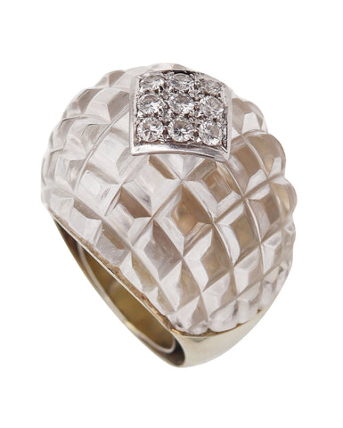 Van Cleefs And Arpels 1970 Cocktail Bombe Ring In 18Kt With VVS Diamond And Rock Quartz