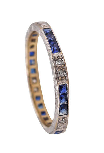 Eternity Station Ring In 18Kt White Gold With 1.32 Cts In Sapphires And Diamonds