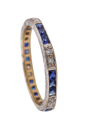 Eternity Station Ring In 18Kt White Gold With 1.32 Cts In Sapphires And Diamonds