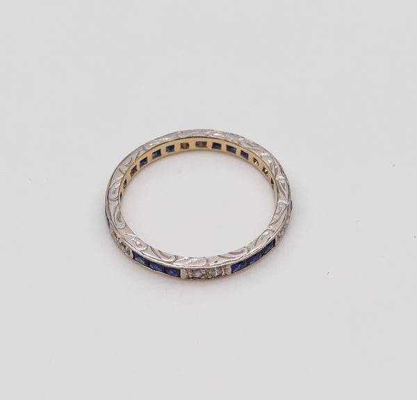 Eternity Station Ring In 18Kt White Gold With 1.32 Cts In Sapphires And Diamonds