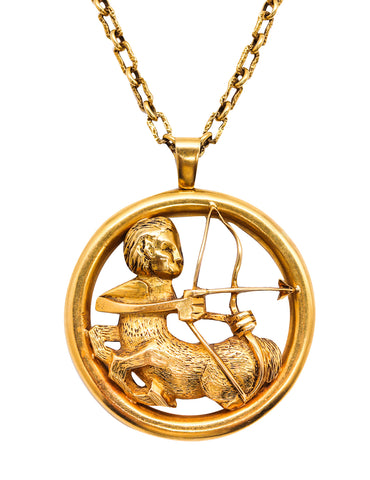 Chaumet Paris 1970 Massive Sagittarius Zodiacal Necklace In Solid 18Kt Yellow Gold