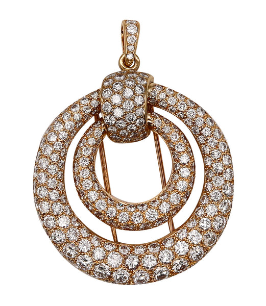 Boucheron Paris 1960 Andre Vassort Convertible Pendant Brooch In 18Kt Gold With 21.96 Cts In Diamonds