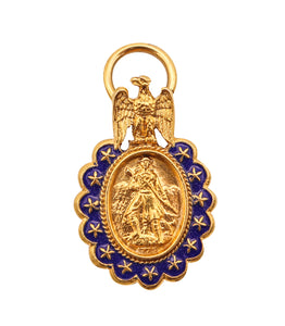 American Patriotic 1883-1937 Sons Of The Revolution Medal In 19Kt Gold With Blue Enamel