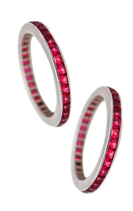 -Eternity Rings Suite In 18Kt White Gold With 2.16 Ctw Of Vivid Red Rubies