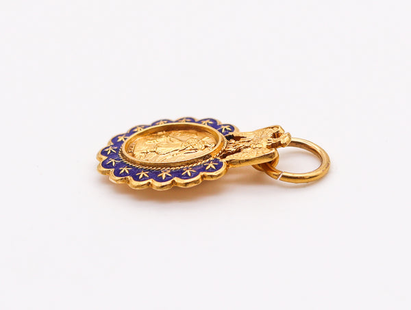 American Patriotic 1883-1937 Sons Of The Revolution Medal In 19Kt Gold With Blue Enamel