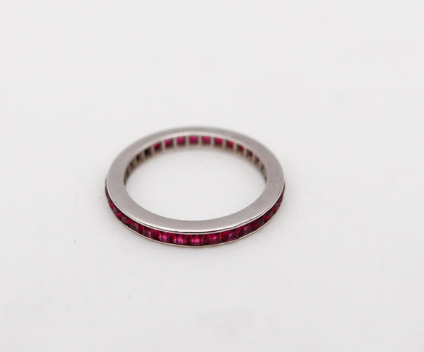 -Eternity Rings Suite In 18Kt White Gold With 2.16 Ctw Of Vivid Red Rubies