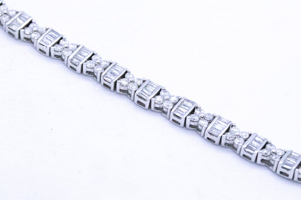 MIXED CUT DIAMONDS TENNIS BRACELET 14 KT GOLD