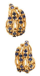 TIFFANY & CO. 18 KT YELLOW GOLD EARRINGS WITH 3.60 Ctw IN SAPPHIRES