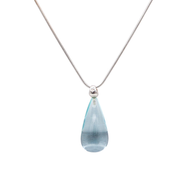 -Monica Coscioni Roma Drop Necklace In .925 Sterling Silver With Blue Quartz