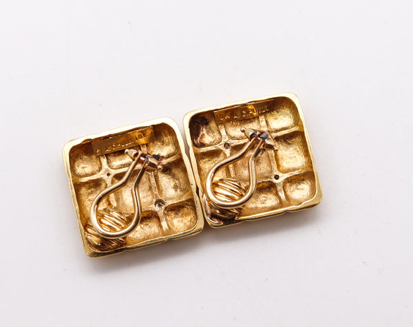 Aldo Cipullo 1970 New York Quilted Clip Earrings In 18 Kt Yellow Gold With Diamonds