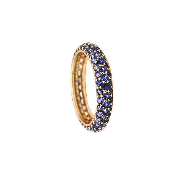 Modern Eternity Ring In 18Kt Yellow Gold With 2.44 Cts In Ceylon Blue Sapphires