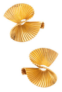Tiffany Co 1950 By George Schuler Retro Swirl Fan Earrings In 18Kt Yellow Gold