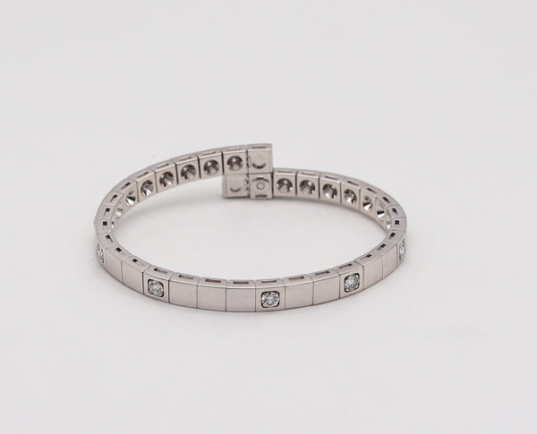 Cartier Paris Flexible Tectonique Bracelet Bangle In 18Kt White Gold With 3.78 Ctw Diamonds