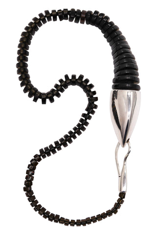 -Monica Coscioni Roma Snake Necklace In .925 Sterling Silver With 1595 Cts Of Smoke Topaz